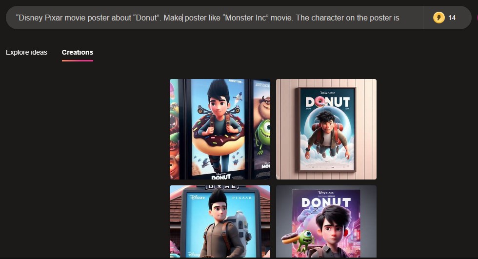 Contoh Deskripsi Bing Image Creator Untuk Bikin Poster Ala Disney Pixar AI